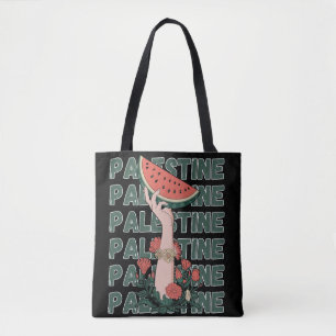 Wassermelone, Blume und Palestintext Wiederholen Tasche