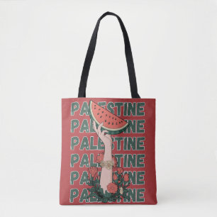 Wassermelone, Blume und Palestintext Wiederholen Tasche