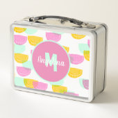 Wassermelone Briefmarke Bright Farbige Mit Monogra Metall Brotdose (Rückseite)