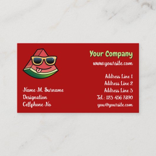 Wassermelone Cartoon Business Card Visitenkarte (Vorderseite)