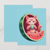 Wassermelone Cat Kaffeepause Mitteilungskarte (Vorne/Hinten)