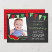 Wassermelone Chalkboard Foto Geburtstag Einladung (Vorne/Hinten)