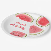Wassermelone cooler Kindergeburtstag Pappteller (Schrägansicht)