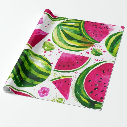 Wassermelone Cute Farbige Rosa Grün Geschenkpapier (Ungerollt)