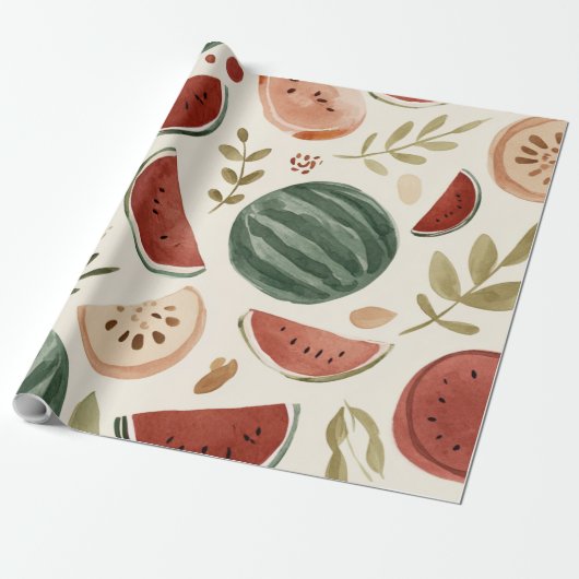 Wassermelone Cute Farbige Rosa Grün Geschenkpapier (Ungerollt)