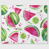 Wassermelone Cute Farbige Rosa Grün Geschenkpapier (Flach)