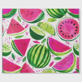 Wassermelone Cute Farbige Rosa Grün Geschenkpapier (Flach)