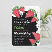Wassermelone Design, eins in einem Melon, 1. Gebur Einladung (Stehend Vorderseite)