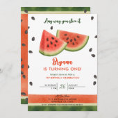 Wassermelone Egal wie Sie es schneiden 1. Geburtst Einladung (Vorne/Hinten)