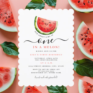 Wassermelone Ein In Einer Melone Erste Geburtstags Einladung
