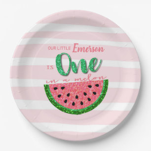 Wassermelone, eine in einem pappteller