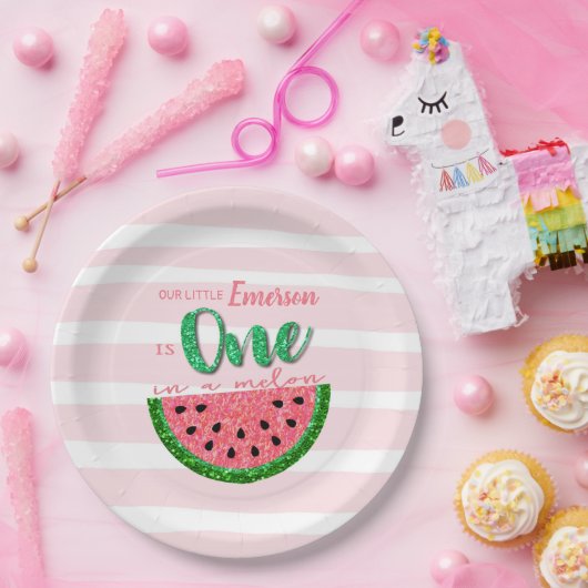 Wassermelone, eine in einer Melon-Einladungsplatte Pappteller (Party)