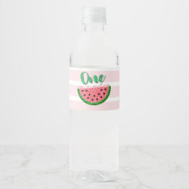 Wassermelone, eine in einer Melon-Wasserflasche La Wasserflaschenetikett