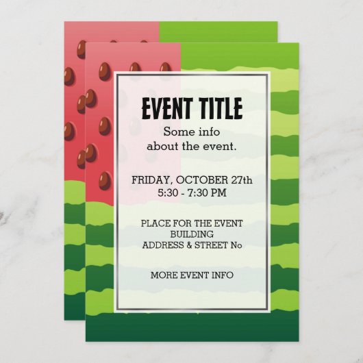 Wassermelone Einladung (Vorne/Hinten)