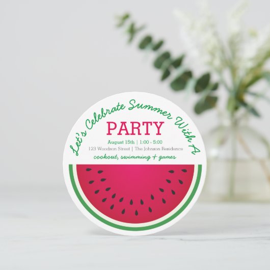 Wassermelone-Einladung Einladung (Stehend Vorderseite)