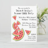 Wassermelone-Einladung gemustert zurück Einladung (Stehend Vorderseite)