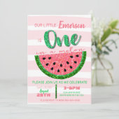 Wassermelone, Einladung Glitzer (Stehend Vorderseite)
