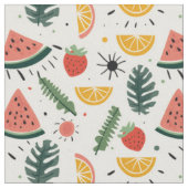 Wassermelone, Erdbeere & Orange Muster Stoff (Nahaufnahme)