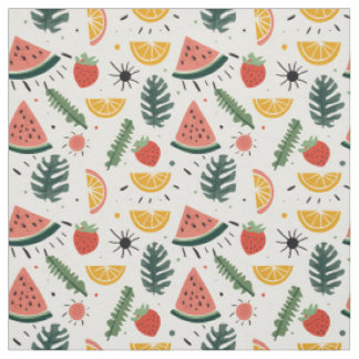 Wassermelone, Erdbeere & Orange Muster Stoff