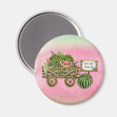 Wassermelone Ernte Bauernhof Wasserfarbe Holzkart Magnet (Vorderseite/Rückseite)
