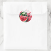 Wassermelone Explosion Wasserfarbe Runder Aufkleber (Tasche)