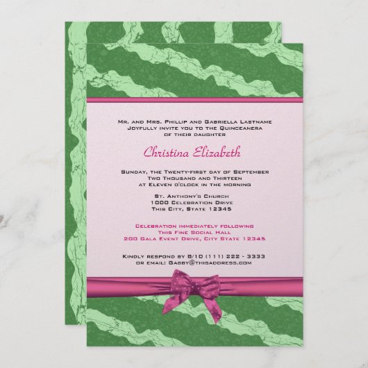 Wassermelone Extravagant Quinceanera Einladung (Vorne/Hinten)