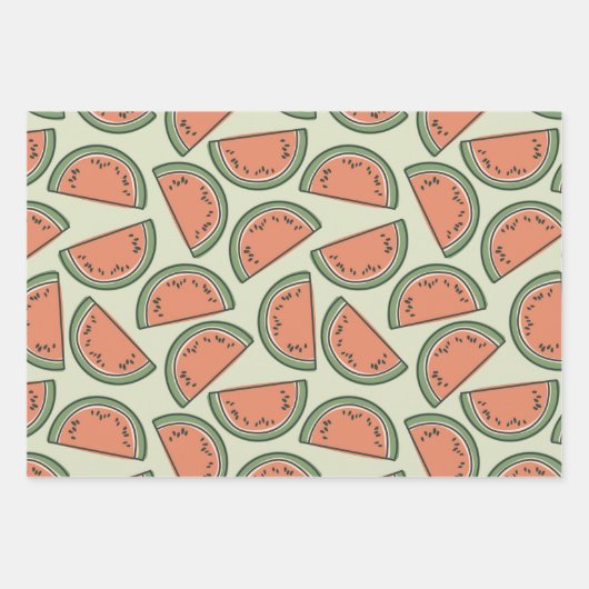 Wassermelone Farbenfroher rosa grüner Sommer Geschenkpapier Set (Vorderseite)