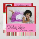 Wassermelone-Foto-rote rosa Einladung (Vorne/Hinten)