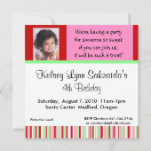 Wassermelone-Foto-rote rosa Einladung (Rückseite)