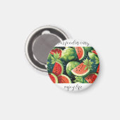 Wassermelone, frisch mit Wassertropfen Magnet (Vorderseite/Rückseite)