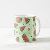 Wassermelone Frucht Nahtloses Muster auf Green Gin Kaffeetasse (VorderseiteRechts)