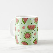 Wassermelone Frucht Nahtloses Muster auf Green Gin Kaffeetasse (Vorderseite Links)