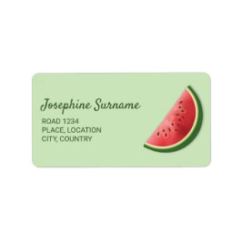 Wassermelone Frucht Slice On Green mit Custom Text Adressaufkleber