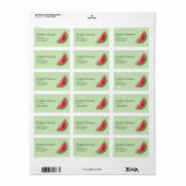 Wassermelone Frucht Slice On Green mit Custom Text Adressaufkleber (Vorne)