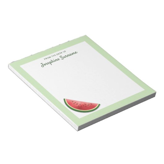 Wassermelone Frucht Slice On Green mit Custom Text Notizblock (angewinkelt)