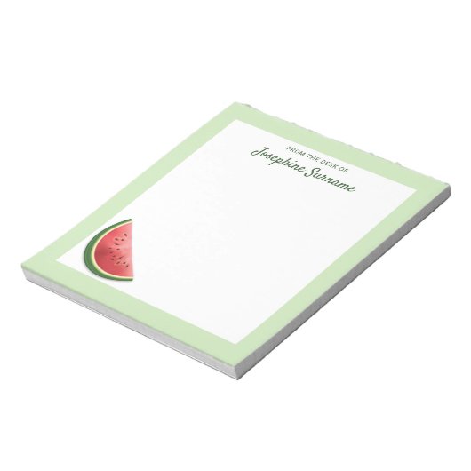 Wassermelone Frucht Slice On Green mit Custom Text Notizblock (Rotiert)