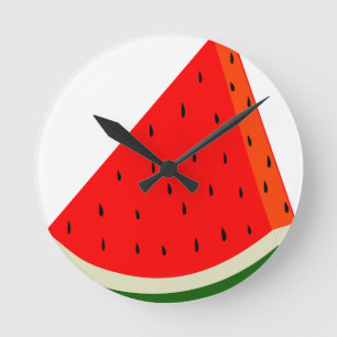 Wassermelone Fruchternte Scheibe Sommer Runde Wanduhr