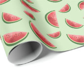 Wassermelone-Fruchtmuster auf grünem Grund Geschenkpapier (Rolleneckpunkt)