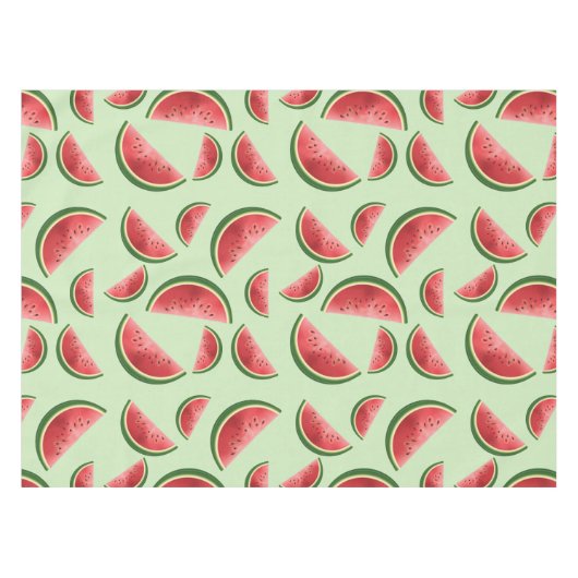 Wassermelone-Fruchtmuster auf grünem Grund Tischdecke (Vorderseite (Horizontal))