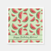 Wassermelone Fruchtmuster auf grünem Happy Birthda Serviette (Vorderseite)