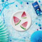 Wassermelone Fruchtscheiben Aquarellfarben Pappteller (Party)