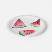 Wassermelone Fruchtscheiben Aquarellfarben Pappteller (Schrägansicht)