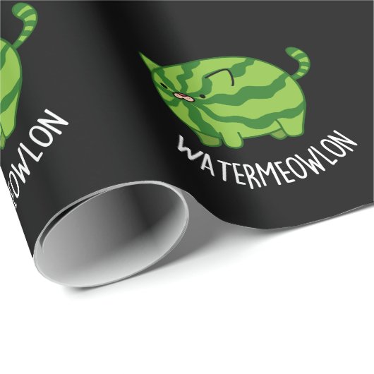 Wassermelone Funny Watermelon Kat Pun Dark BG Geschenkpapier (Rolleneckpunkt)