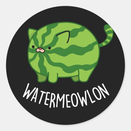 Wassermelone Funny Watermelon Kat Pun Dark BG Runder Aufkleber (Vorderseite)