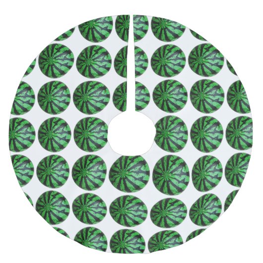 Wassermelone Fußball/Fußball Polyester Weihnachtsbaumdecke (Vorderseite)