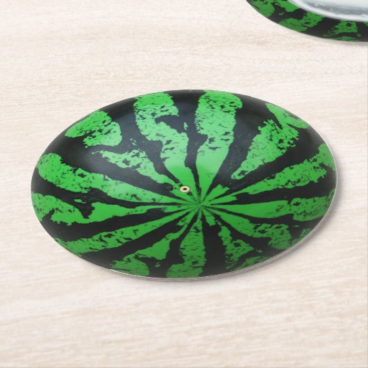 Wassermelone Fußball/Fußball Runder Pappuntersetzer (Angewinkelt)