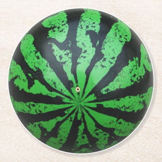 Wassermelone Fußball/Fußball Runder Pappuntersetzer (Vorderseite)