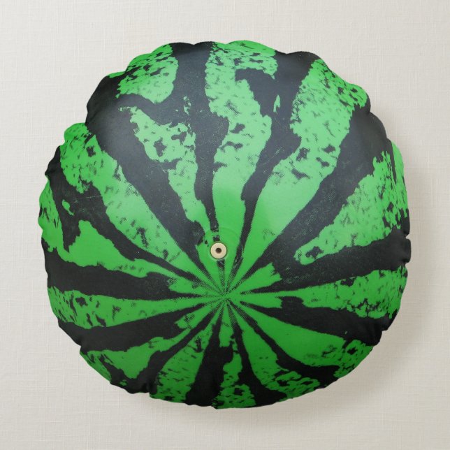 Wassermelone Fußball/Fußball Rundes Kissen (Vorderseite)