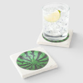 Wassermelone Fußball/Fußball Steinuntersetzer (Seitenansicht)