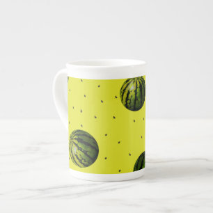 Wassermelone gelb mit Samen Porzellantasse